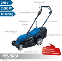 Hyundai Elektrische Grasmaaier | 2000W | 42cm - 57058-3