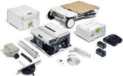 Festool CSC SYS 50 EBI-Set | Accu tafelcirkelzaag 2x18V + onderstel UG-CSC-SYS (2x 5.0Ah accu + lader) - 577379