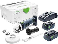 Festool AGC 18-125 5.0 EBI-Plus | Accu haakse slijper 18V 125mm in Systainer (2x 5.0Ah accu + lader) - 577700