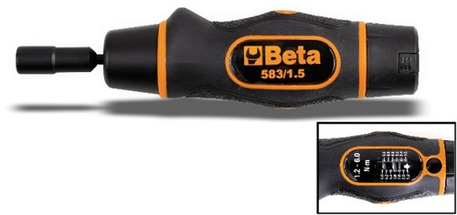 Beta Momentschroevendraaier met slipmechanisme en schaalverdeling Voor het rechtsom vastdraaien Torsie nauwkeurigheid: ±6% 583/6 - 005830060