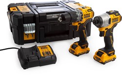 DeWalt DCK2111L2T actieset DCD706 klopboorschroefmachine + DCF801 slagschroevendraaier 12v 2x 3.0Ah XR - DCK2111L2T