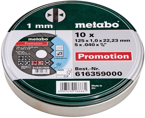 Metabo Accessoires Doorslijpschijven in blik (10 st.) | Ø 125x1,0x22,23 - 616359000