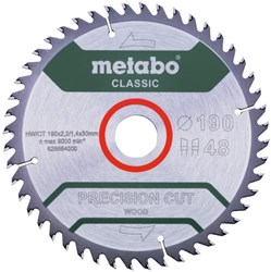 Metabo Accessoires Cirkelzaagblad | Precision Wood Classic | 190x30mm | Z48 WZ 15°/B - 628664000
