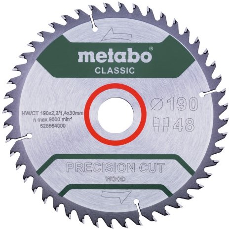 Metabo Accessoires Cirkelzaagblad | Precision Wood Classic | 190x30mm | Z48 WZ 15°/B - 628664000