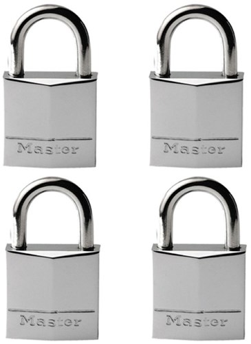Masterlock 4 x 20mm - 12mm steel shackle, 4mm diam. - 3-pin cylinder - keyed alik - 629EURQ