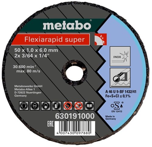 Metabo Accessoires Doorslijpschijf | FLEXIARAPID SUPER 50X1X6 mm | INOX - 50 stuks - 630191000