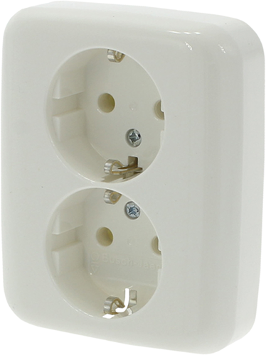 Busch-Jaeger SI Contactdoos | Inbouw | 2-voudig | Randaarde | Crème - 66.000.50