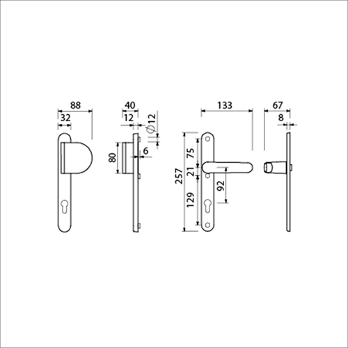 AMI Veiligheidsbeslag 257/32/2 Profielcilinder 92 Deurdikte 90/83 R F1 A/Z 378 Rotaveer 257/32/2 Profielcilinder 92 Deurdikte 53/57 Mm - 845328-2