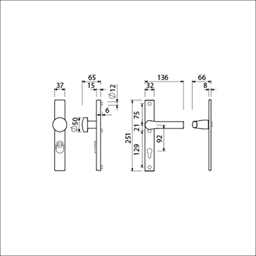 AMI Veiligheidsbeslag 251/37 Kt 92 Kn 169/50 F1 A/Z 379 Rotaveer 251/32 Profielcilinder 92 Deurdikte 53/57 Mm. - 843229-2
