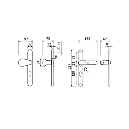 AMI Veiligheidsbeslag 173 Rotaveer 257/32/2 Profielcilinder 72 Irox A/Z 378 Rotaveer 257/32/2 Profielcilinder 72 Deurdikte 53/57 - 625435-2