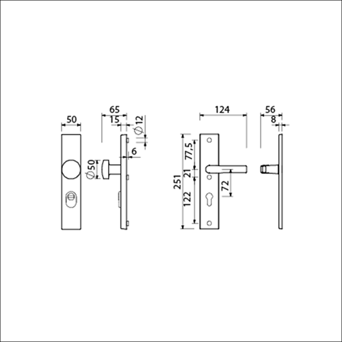 AMI Veiligheidsbeslag 251/50/15 Kt72 Kn169/50 Deurkruk 332 Profielcilinder 72 F1 Deurdikte 38/42 Mm - 891221-2