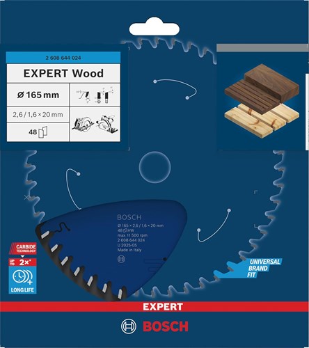 Bosch Accessoires Cirkelzaagblad expert for Wood 165x20x2.6/1.6x48T (voor o.a GKT 55 GCE) - 2608644024-3
