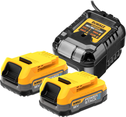 DeWalt Accessoires DCB1102E2-QW 18V XR POWERSTACK kit: DCB1102 lader | 2x 1.7Ah Compact POWERSTACK accu - DCB1102E2-QW