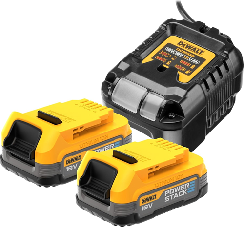 DeWalt Accessoires DCB1102E2-QW 18V XR POWERSTACK kit: DCB1102 lader | 2x 1.7Ah Compact POWERSTACK accu - DCB1102E2-QW