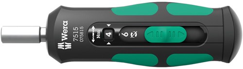 Wera 7515 Kraftform Safe-Torque Speed draaimomentschroevendraaier, 2-6 Nm, 1/4" x 2,0 Nm x 3,0 Nm x 4,0 Nm x 5,0 Nm x 6,0 Nm x 147.5 mm - 05075815001