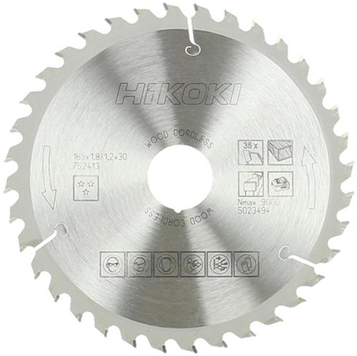 Hikoki Accessoires Hardmetalen Cirkelzaagblad 165X30/20 Z36 Dun Met Flr Tandvorm Voor Accumachines - 752413
