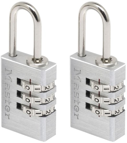 Masterlock 2 x 20mm - solid aluminium body with brushed metal finish - 21mm chrom - 7620EURT