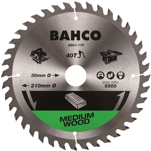 Bahco Cirkelzaagblad | hardmetaal tanden | voor tafelmachines | fijne vertanding | voor hout | 60 TPI | 30 mm x 210 mm - 8501-210-30-60XF
