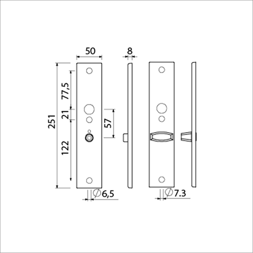 AMI Langschild Wc 251/50/8 5*57 F1 R6,5/R7,3 - 215194-2