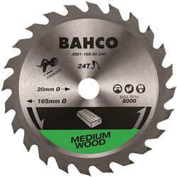 Bahco Cirkelzaagblad | hardmetaal tanden | voor snoerloze machines | voor hout | 24 TPI | 20 mm x 160 mm - 8501-160-20-24C