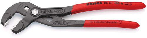 Knipex Bandveerklemtang | 180 mm Lengte | Anti-Slip | Kunststof Bekleed | Grijs Geatramenteerd - 85 51 180 A SB-2
