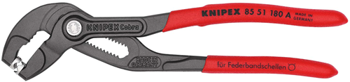 Knipex Bandveerklemtang | 180 mm Lengte | Anti-Slip | Kunststof Bekleed | Grijs Geatramenteerd - 85 51 180 A SB
