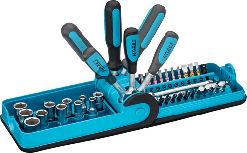 HAZET Dopsleutelset 856-1 | 1/4 inch (6,3 mm) vierkant hol, 1/4 inch (6,3 mm) zeskant massief | Buiten-zeskant-tractieprofiel, Sleufprofiel, Kruiskop profiel PH | 38-delig