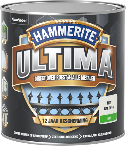Hammerite Ultima Mat | Wit | RAL9016 | 250ml - 5566479