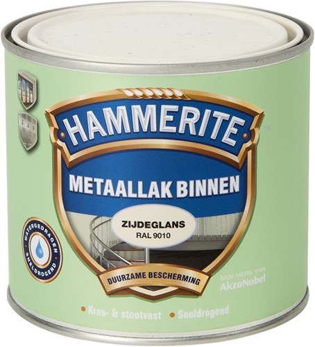 Hammerite Metaallak Binnen | Zijdeglans | Krasvast | RAL9010 | 500ml - 5110541