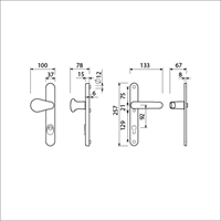 AMI Veiligheidsbeslag 173 Rotaveer 257/37/2 Kt92 Irox A/Z 378 Rotaveer 257/32/2 Profielcilinder 92 Deurdikte 53/57 - 625557-2