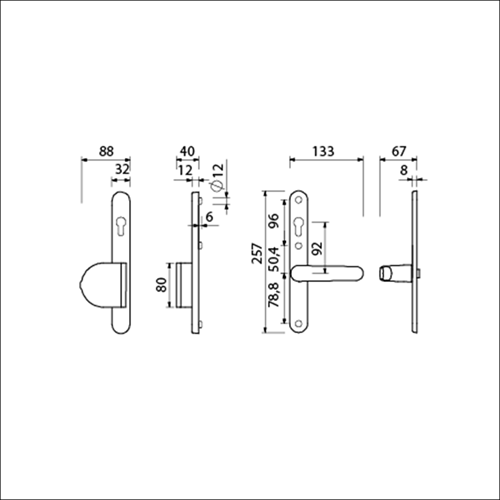 AMI Veiligheidsbeslag 257/32/2 Profielcilinder 92 Omkeer 90/83 Li A/Z 378 Rotaveer Fuhr 869 Deurdikte 53/57 Mm - 845359-2