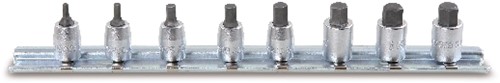 Beta 8-delig set schroevendraaierdoppen voor binnenzeskant schroeven, 1/4" aansluiting, verchroomd 900ME/SB8 - 009000518
