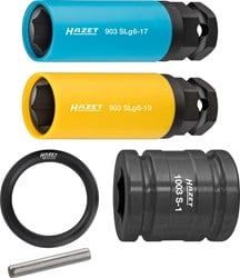 HAZET Krachtdopsleutelset 903SLG6/5 · 1/2 inch (12,5 mm) vierkant hol, 24 mm buitenzeskant · Buiten-zeskant-tractieprofiel · 5-delig · 17 · 19
