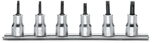 Beta 6-delige set schroevendraaierdoppen voor Torx® schroeven (art. 910TX) met support 910TX/SB6 - 009100530