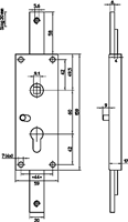 Nemef 1809 B Garageslot | PC60mm | slotkast staal verzinkt 59x159mm | stang verticaal | niet verend | M8 aansluiting | nachtfunctie | DR 1+2+3+4 - 9180900020-2