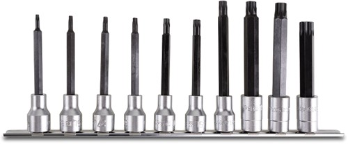 Beta 10-delig set schroevendraaierdoppen, lange uitvoering (artikel 920TX/L), voor Torx® schroeven op een houder 920TX-L/SB10 - 009200545