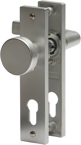 Nemef 3251 FP Ls Beslag kortschild rechthoekig | Blok kruk-knop | beslagset | geveerd | krukstift 8mm | F1 aluminium | PC72-PC72 | draairichting links - 9325106722
