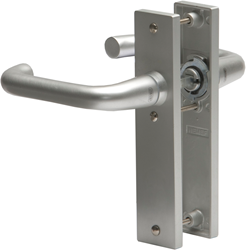 Nemef 3252 B Beslag kortschild afgerond | D kruk-kruk | geveerd | krukstift 8mm | F1 aluminium | Blind-blind - 9325202000