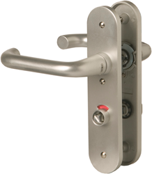 Nemef 3253 WC Rs Beslag kortschild afgerond | D kruk-kruk | beslagset | geveerd | krukstift 8mm | F1 aluminium | WC72 | draairichting rechts - 9325322721