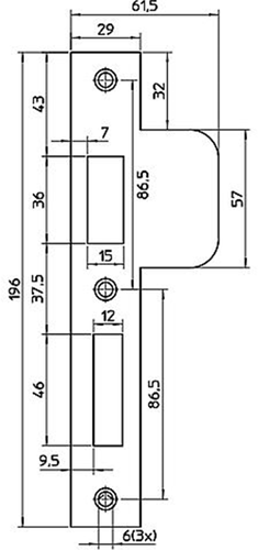 Nemef VP 4139 Sluitplaat | RVS 25x192mm afgerond | verlengdDM| DR 1+3 - 9413990188-2