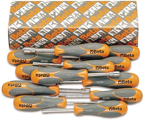 Beta 12-delige set dopschroevendraaiers met twee-componenten handgreep, korte uitvoering (art. 942BX) 942BX/S12 - 009420030