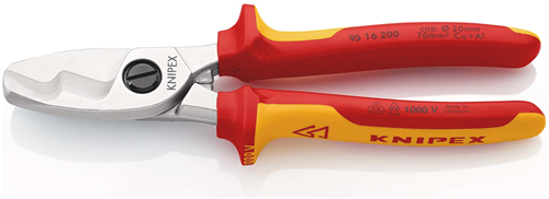 Knipex Kabelschaar met dubbele snijkanten | Geïsoleerd | Meer-componentengrepen | VDE-gekeurd - 95 16 200 SB