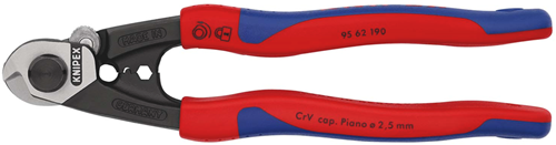 Knipex Staaldraadschaar gesmeed | Meer-componentengrepen | Lengte 190 mm | Zelfbedieningskaart/blister - 95 62 190 SB