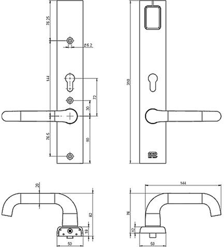 Nemef 7380/02 Radaris Evolution alu. IBW tweezijdig elektronisch comforte beslag SKG*** rechthoekig | PC-72 | binnen- en buitenzijde met kruk en cilindersparing. - 9738002720-2