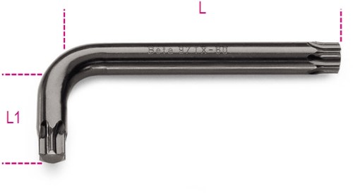 Beta Haakse stiftsleutels voor Torx® schroeven 97TX 27 - 000970027