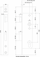 Nemef 8791 Deurslot | DM40mm | PC 92mm | krukgat 8mm | voorplaat staal verzinkt 24x245mm rechthoekig | messing dag- en nachtschoot | DR 2+4 - 9879114402-2