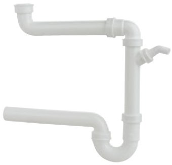 Kirchhoff Kunststof ruimtebesparende spoelbak buisvormige sifon, wit, 1 1/2" H x 50 mm, met 3/4" apparaataansluiting - 98833648