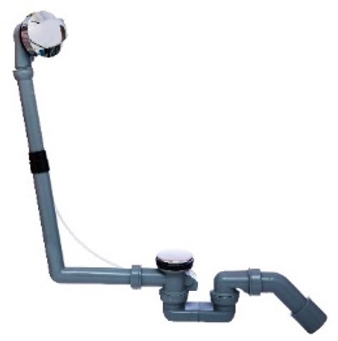 Kirchhoff ECO-SAVE kunststof badafvoer en overloopgarnituur, grijs, 1 1/2", met excentriek - 98845019