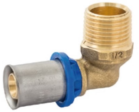 Kirchhoff Messing overgangshoek 90°, blank, 20 mm x 3/4"ET, persfitting voor meerlagenbuis - 988715355