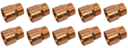 Kirchhoff Overgangsnippel van rood messing, blank, 15 mm x 1/2"ET, 1 socket (4243g) (10x) - 989087655